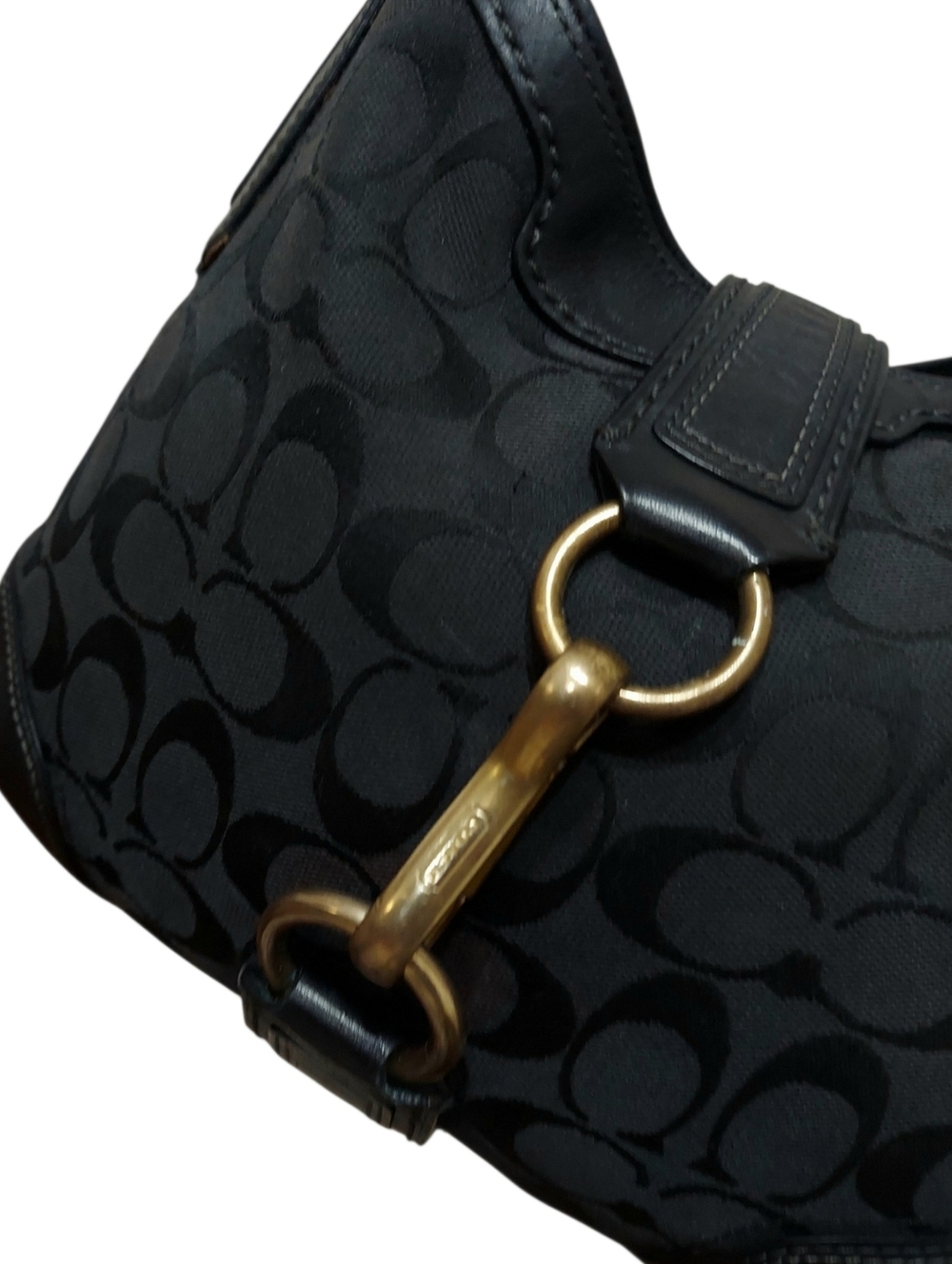 Coach Y2K Vintage 2000 Hamptons Signature Canvas & Leather Hobo Bag W/Brass - Picture 3 of 12